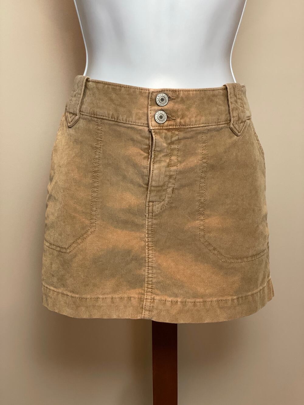 American Eagle Tan Corduroy Low Rise Mini Skirt Size 10